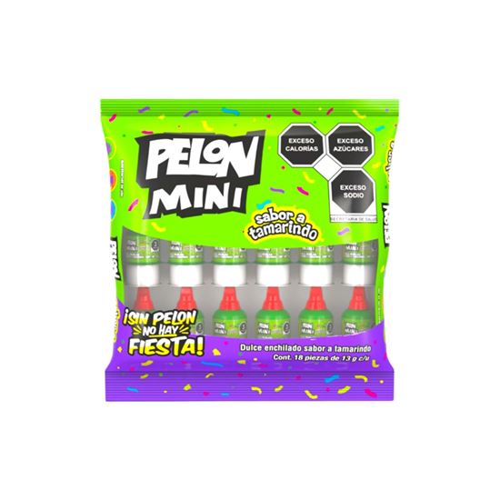 Imagen de Dulce enchilado sabor tamarindo Pelón Pelo Rico Mini bolsa con 18 pzas 13g c/u (234g)