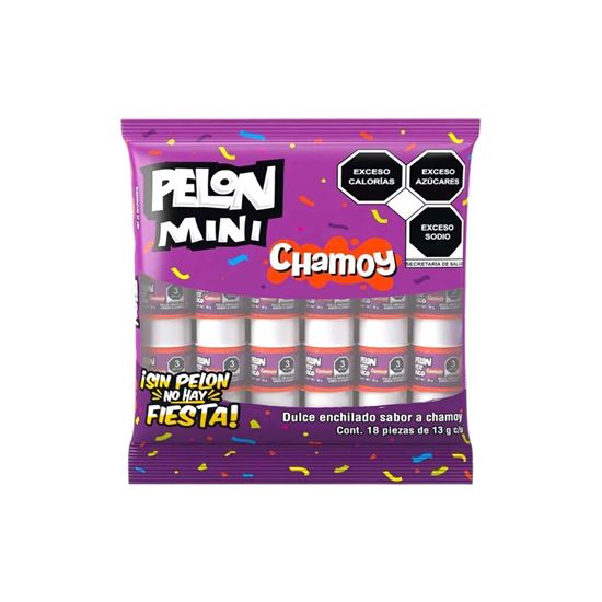Imagen de Dulce enchilado sabor chamoy Pelón Pelo Rico Mini bolsa con 18 pzas 13g c/u (234g)