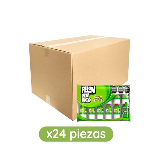 Imagen de Dulce enchilado sabor tamarindo Pelón Pelo Rico caja con 24 bolsas de 360g c/u