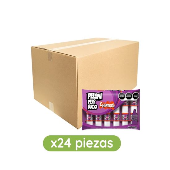 Imagen de Dulce enchilado sabor chamoy Pelón Pelo Rico caja con 24 bolsas de 360g c/u