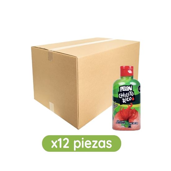 Imagen de Chile en polvo sabor tamarindo Pelón Chilito Rico caja con 12 botellas de 140g c/u (1.68kg)