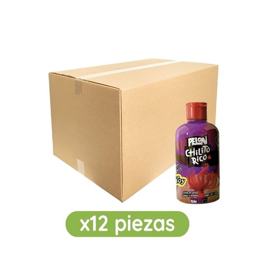 Imagen de Chile en polvo sabor chamoy Pelón Chilito Rico caja con 12 botellas de 140g c/u (1.68kg)