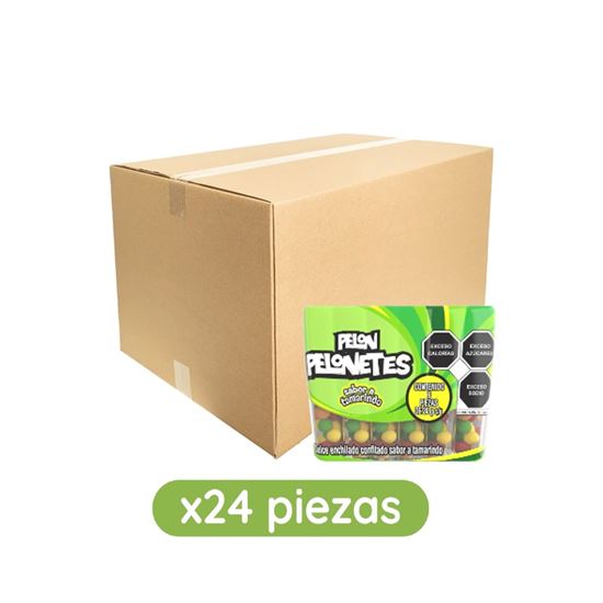 Imagen de Dulce enchilado confitado sabor tamarindo Pelón Pelonetes caja con 24 paquetes de 180g c/u