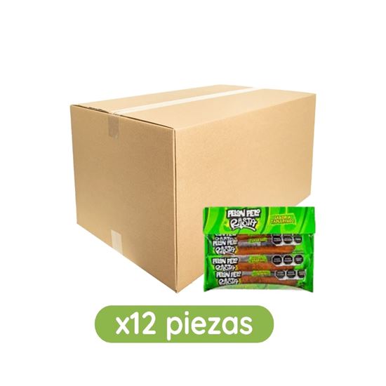 Imagen de Tira de dulce sabor tamarindo enchilado Pelón Pelo Rasta caja con 12 paquetes de 200g c/u
