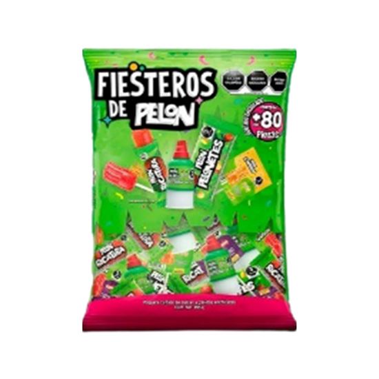 Imagen de Surtido de dulces y paletas enchilados Fiesteros de Pelón bolsa con 80 pzas (895g)