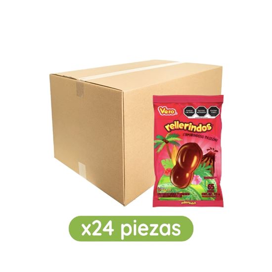 Imagen de Caramelo sabor tamarindo con relleno picosito Vero Rellerindos Tamarindoso Picosón caja con 24 bolsas de 715g c/u