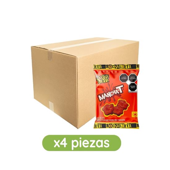 Imagen de Gomitas enchiladas sabor piña y mandarina Sonric's Rockaleta Mancha-T caja con 4 paquetes de 550g c/u (2.2kg)