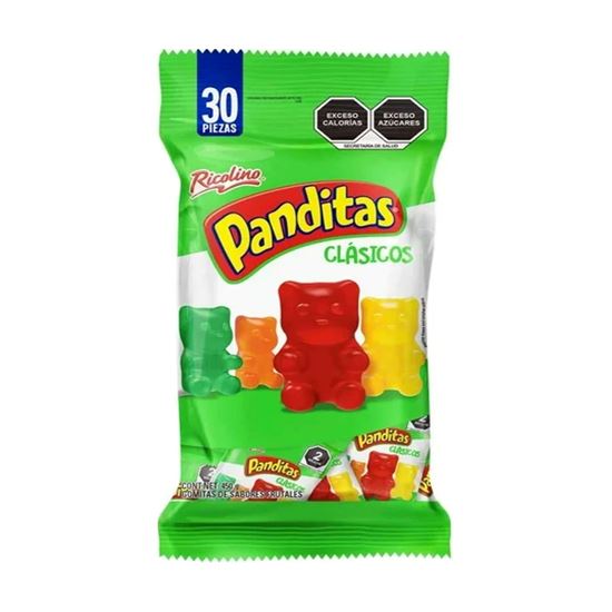 Imagen de Gomitas Ricolino Panditas Clásicos para compartir bolsa con 30 sobres de 15g c/u (450g)