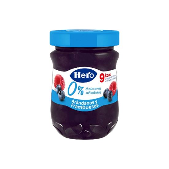 Imagen de Mermelada de arándanos y frambuesas 0% azúcares añadidos Hero 280g