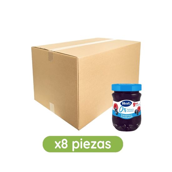 Imagen de Mermelada de arándanos y frambuesas 0% azúcares añadidos Hero caja con 8 pzas de 280g c/u (2.24kg)