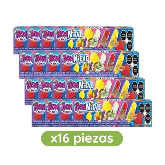 Imagen de Congeladas grandes sabores surtidos (coco-limón, fresa-sandía y mango-maracuyá) BonIce BonNieve Mix 4 pzas de 100ml c/u (400ml)