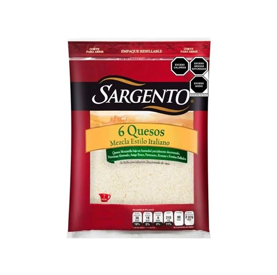 Imagen de Mezcla de 6 quesos rallados estilo italiano Sargento empaque resellable 793g
