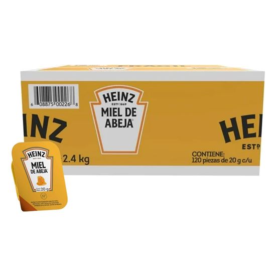 Imagen de Miel de abeja Heinz porción individual caja con 120 pzas de 20g c/u (2.4kg)