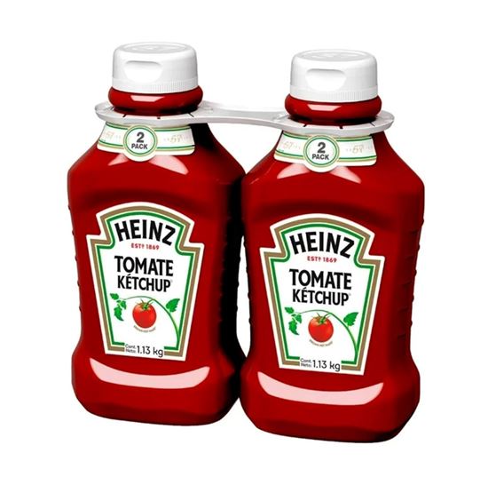 Imagen de Salsa de tomate kétchup Heinz envase rojo apachurrable 2 pack de 1.13kg c/u (2.26kg)