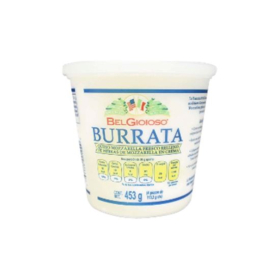 Imagen de Queso mozzarella fresco relleno de hebras de mozzarella en crema Belgioioso Burrata 453g