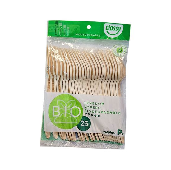 Imagen de Tenedor sopero biodegradable Classy Bio Proplus 25 pzas