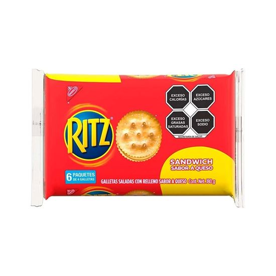 Imagen de Galletas saladas con relleno sabor queso Ritz Sándwich 6 paquetes de 4 galletas c/u (180g)