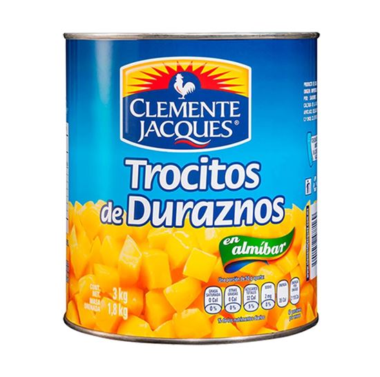 Imagen de Trocitos de duraznos en almíbar Clemente Jacques en lata 3kg