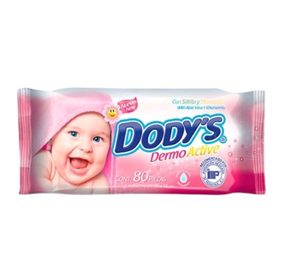 Imagen de Toallitas húmedas hipoalergénicas para bebé Dody's DermoActive rosa 80 pzas