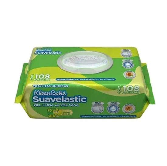 Imagen de Toallitas húmedas hipoalergénicas para bebé KleenBebé Suavelastic 108 pzas