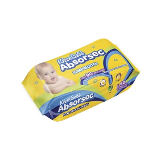 Imagen de Toallitas húmedas hipoalergénicas para bebé KleenBebé Absorsec 90 pzas