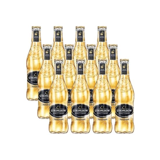 Imagen de Bebida alcohólica sidra de manzana Strongbow Gold Apple caja con 12 botellas de 330ml c/u