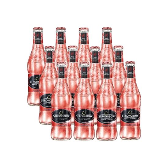 Imagen de Bebida alcohólica sidra de manzana sabor moras y frambuesas Strongbow Red Berries caja con 12 botellas de 330ml c/u