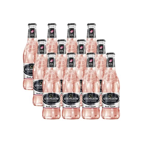 Imagen de Bebida alcohólica sidra de manzana verde y manzana rosa Strongbow Rosé Apple caja con 12 botellas de 330ml c/u