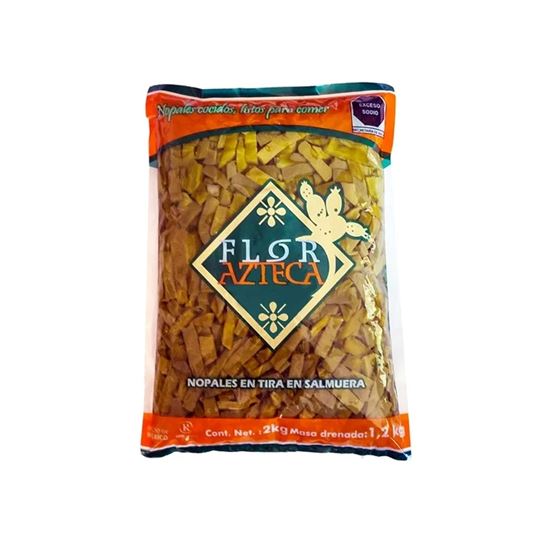 Imagen de Nopales cocidos en tira en salmuera Flor Azteca 2kg