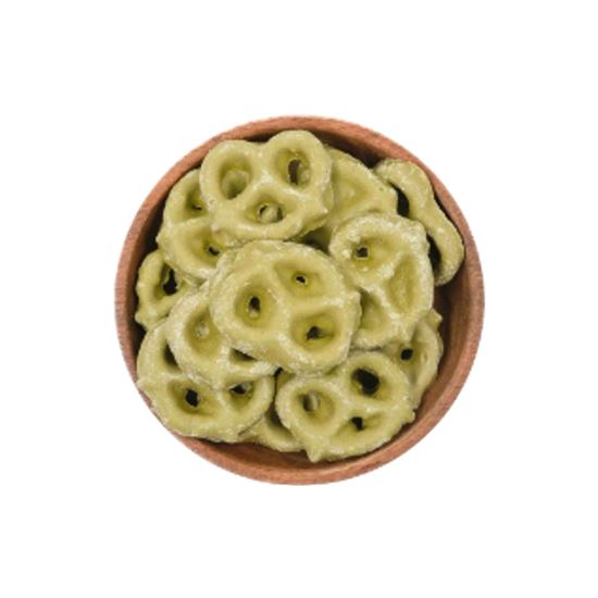Imagen de Pretzels cubiertos con chocolate con matcha a granel