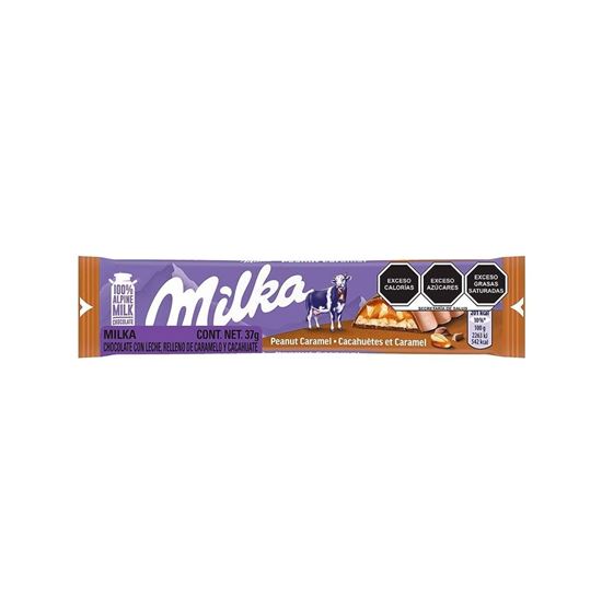 Imagen de Chocolate con leche relleno de caramelo y cacahuate Milka 37g