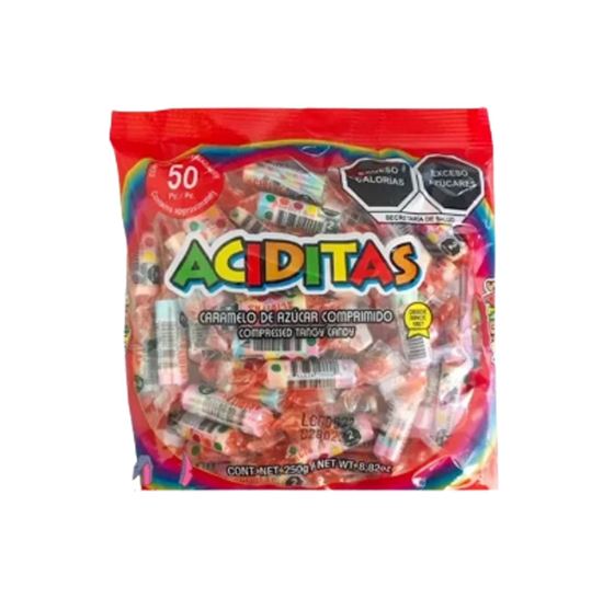 Imagen de Pastillas de caramelo de azúcar comprimido Aciditas 50 pzas (250g)