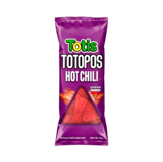 Imagen de Botana de maíz sabor chile muy picante Totis Totopos Hot Chili 120g
