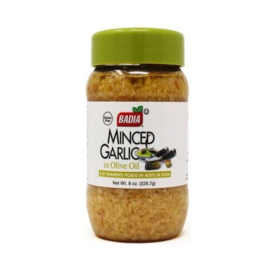 Imagen de Ajo finamente picado en aceite de oliva sin gluten Badia 8oz (226.7g)