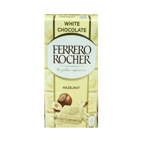 Imagen de Barra de chocolate blanco rellena con avellanas y cacao Ferrero Rocher Tablets caja con 16pzas de 90g c/u