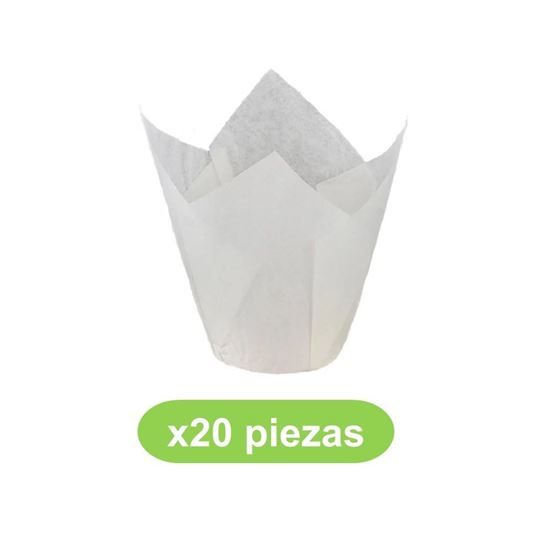 Imagen de Capacillo tulipán blanco bolsa con 20 pzas