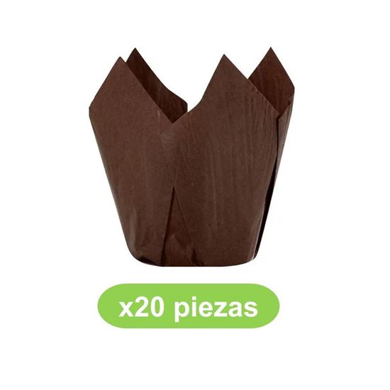 Imagen de Capacillo tulipán cafe oscuro bolsa con 20 pzas