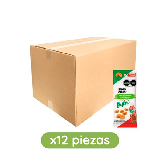 Imagen de Cacahuates enchilados sazonados con Tajín Snak Club caja con 12 pzas de 45g c/u (540g)