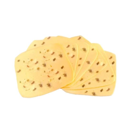 Imagen de Queso chester menonita de Chihuahua con chile jalapeño Lacmeno rebanado a granel