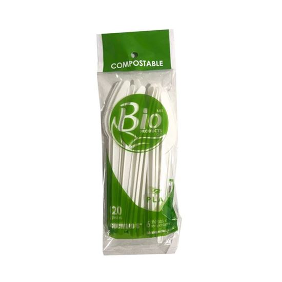 Imagen de Tenedor 6" desechable biodegradable de fécula de maíz Bio Products GT 20 pzas