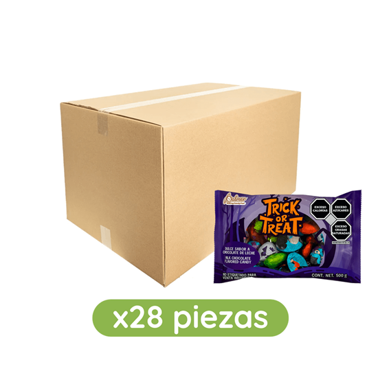 Imagen de Chocolates con envolturas decoradas de Halloween Palmer Trick or Treat caja con 28 bolsas de 500g c/u (14kg)