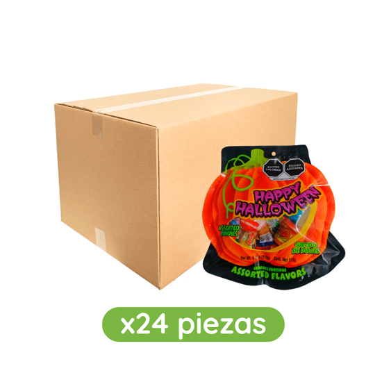 Imagen de Surtido de dulces Dulces Mara Happy Halloween empaque calabaza caja con 24 pzas de 179g c/u (4.296kg)