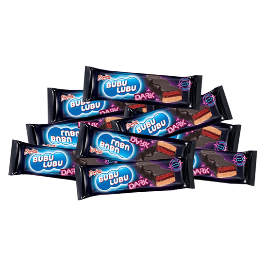 Imagen de Malvavisco relleno sabor frutos rojos cubierto con chocolate amargo Ricolino Bubulubu Dark a granel