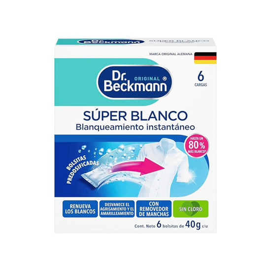 Imagen de Súper Blanco limpiador de ropa que evita el percudido sin cloro Dr. Beckmann 240g (6 aplicaciones)