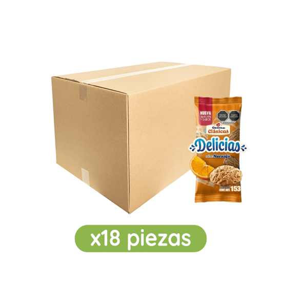 Imagen de Galletas sabor naranja Gamesa Clásicas Delicias caja con 18 pzas de 153g c/u (2.754kg)