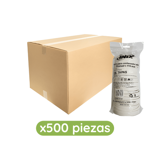 Imagen de Tapa biodegradable de papel para contenedor de diámetro 115 mm caja con 500 pzas