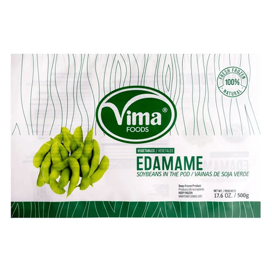 Imagen de Edamames (vainas de soja verde) congelados Vima Foods 500g