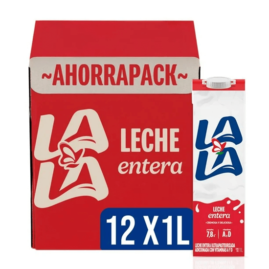 Imagen de Leche entera Lala caja con 12 pzas de 1L c/u