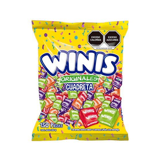 Imagen de Caramelo suave sabores frutales surtidos Winis Originales Cuadreta 150 pzas (345g)