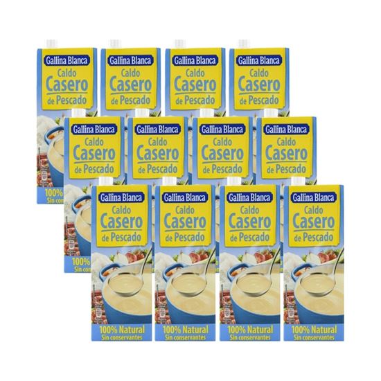 Imagen de Caldo casero de pescado 100% natural Gallina Blanca caja con 12 pzas de 1L c/u